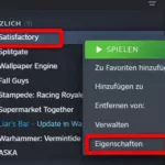 Screenshot der Steam-Oberfläche mit dem Spiel Satisfactory und weiteren beliebten Titeln.